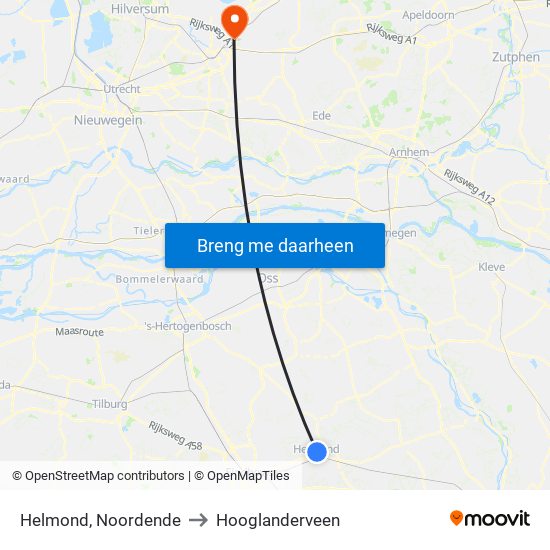 Helmond, Noordende to Hooglanderveen map