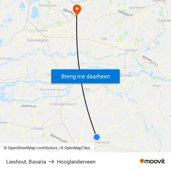 Lieshout, Bavaria to Hooglanderveen map