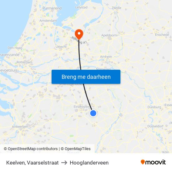 Keelven, Vaarselstraat to Hooglanderveen map