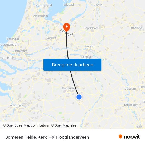 Someren Heide, Kerk to Hooglanderveen map