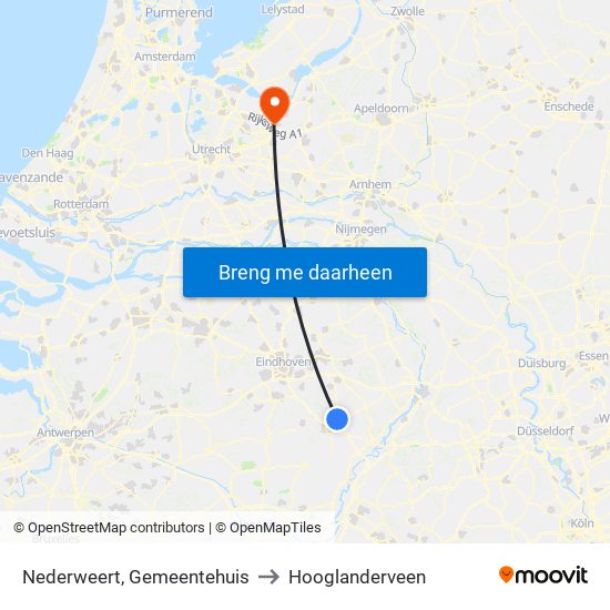 Nederweert, Gemeentehuis to Hooglanderveen map