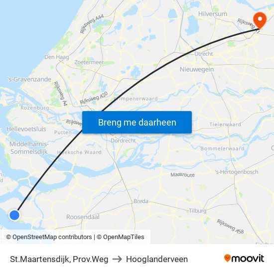 St.Maartensdijk, Prov.Weg to Hooglanderveen map