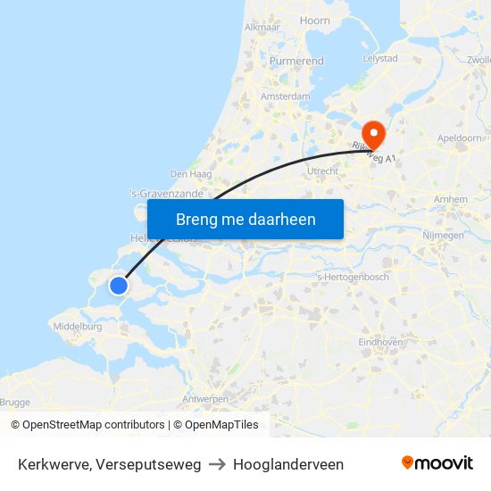 Kerkwerve, Verseputseweg to Hooglanderveen map