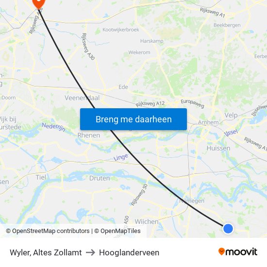 Wyler, Altes Zollamt to Hooglanderveen map