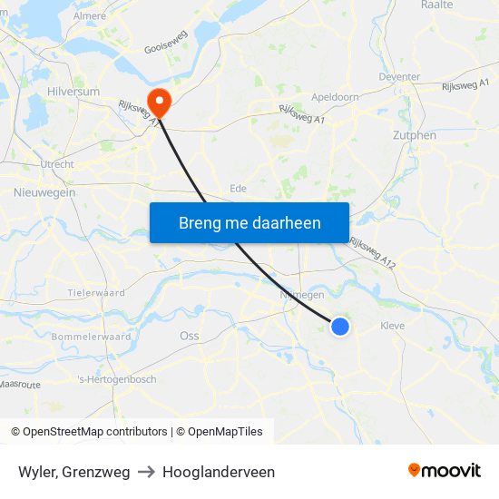Wyler, Grenzweg to Hooglanderveen map