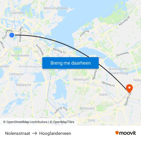 Nolensstraat to Hooglanderveen map