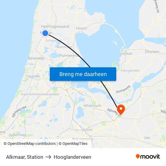 Alkmaar, Station to Hooglanderveen map
