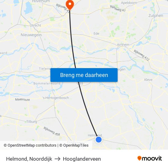 Helmond, Noorddijk to Hooglanderveen map