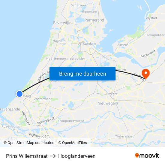 Prins Willemstraat to Hooglanderveen map