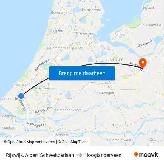 Rijswijk, Albert Schweitzerlaan to Hooglanderveen map