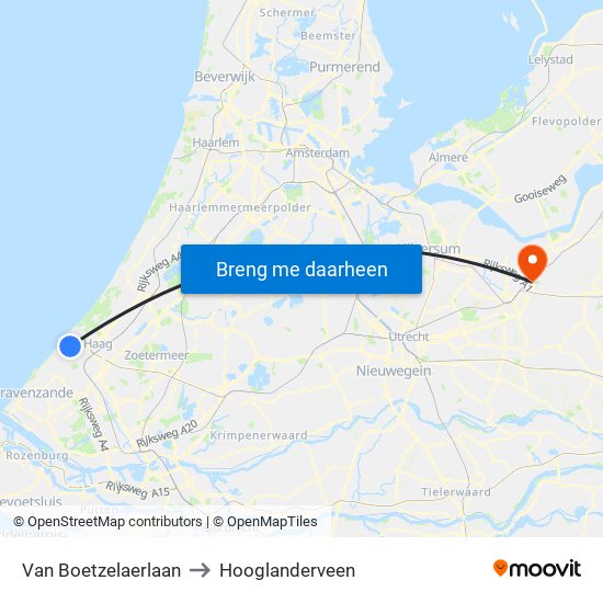 Van Boetzelaerlaan to Hooglanderveen map