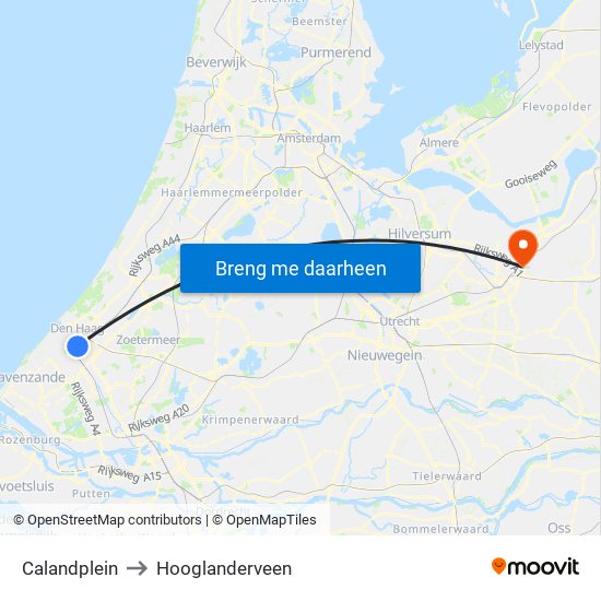 Calandplein to Hooglanderveen map