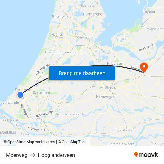 Moerweg to Hooglanderveen map