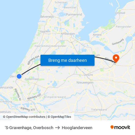 'S-Gravenhage, Overbosch to Hooglanderveen map