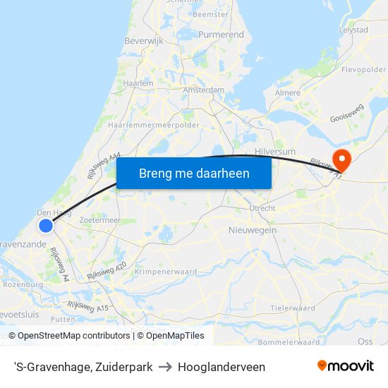 'S-Gravenhage, Zuiderpark to Hooglanderveen map