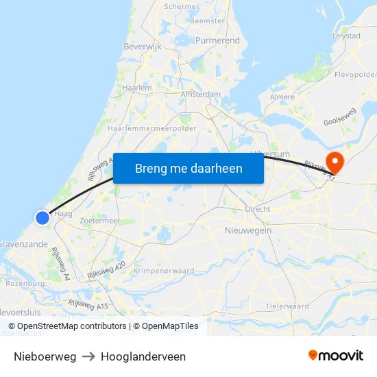 Nieboerweg to Hooglanderveen map