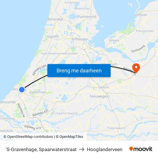 'S-Gravenhage, Spaarwaterstraat to Hooglanderveen map
