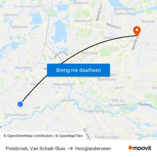 Polsbroek, Van Schaik-Sluis to Hooglanderveen map