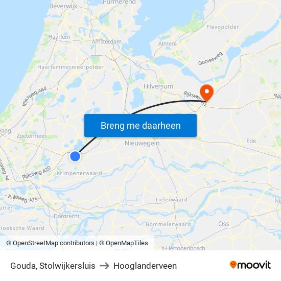 Gouda, Stolwijkersluis to Hooglanderveen map