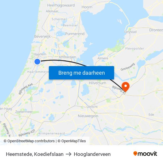 Heemstede, Koediefslaan to Hooglanderveen map
