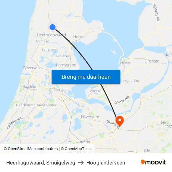 Heerhugowaard, Smuigelweg to Hooglanderveen map