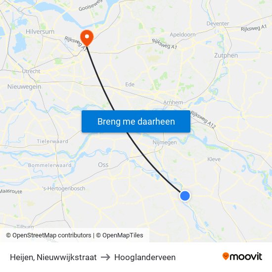 Heijen, Nieuwwijkstraat to Hooglanderveen map