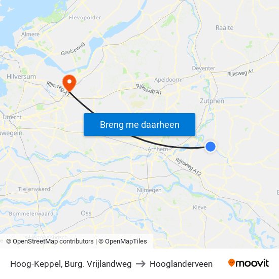 Hoog-Keppel, Burg. Vrijlandweg to Hooglanderveen map