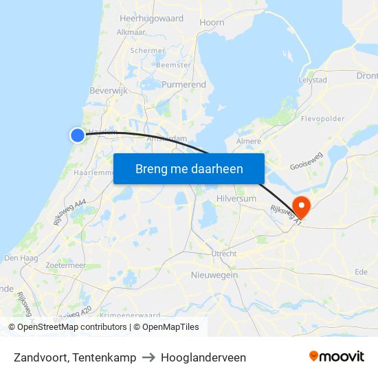 Zandvoort, Tentenkamp to Hooglanderveen map