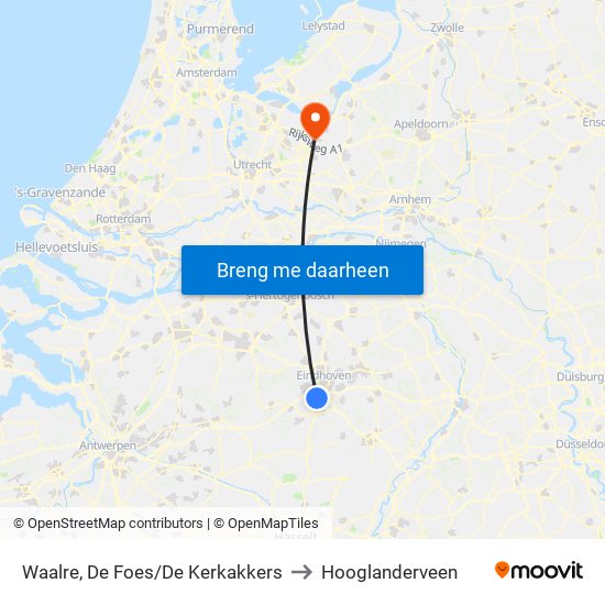 Waalre, De Foes/De Kerkakkers to Hooglanderveen map