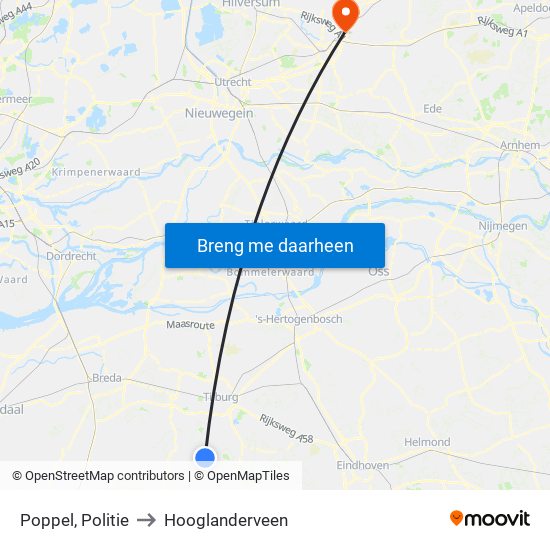 Poppel, Politie to Hooglanderveen map
