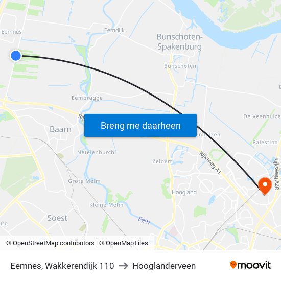 Eemnes, Wakkerendijk 110 to Hooglanderveen map