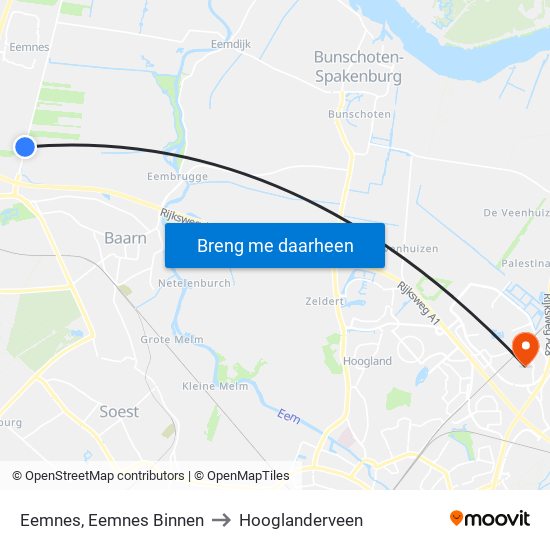 Eemnes, Eemnes Binnen to Hooglanderveen map