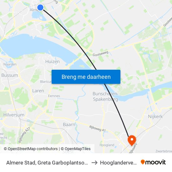 Almere Stad, Greta Garboplantsoen to Hooglanderveen map