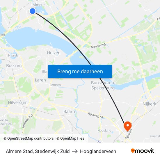 Almere Stad, Stedenwijk Zuid to Hooglanderveen map