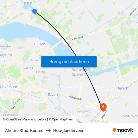 Almere Stad, Kasteel to Hooglanderveen map