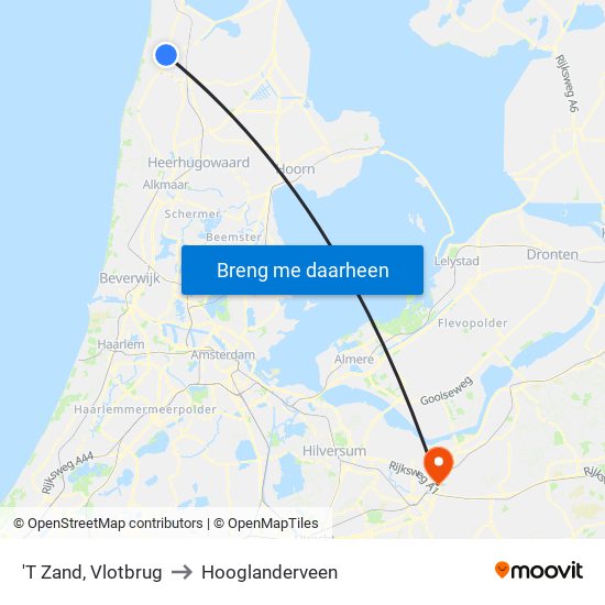 'T Zand, Vlotbrug to Hooglanderveen map