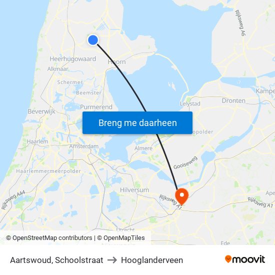 Aartswoud, Schoolstraat to Hooglanderveen map
