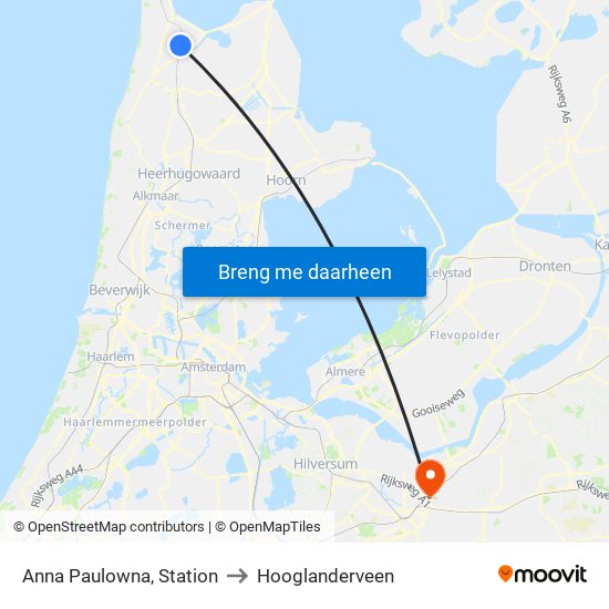Anna Paulowna, Station to Hooglanderveen map