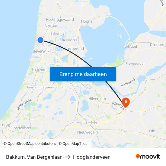 Bakkum, Van Bergenlaan to Hooglanderveen map