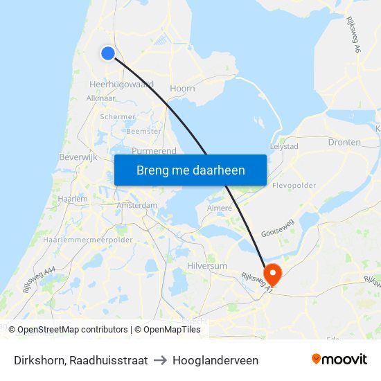 Dirkshorn, Raadhuisstraat to Hooglanderveen map