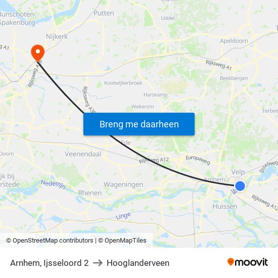 Arnhem, Ijsseloord 2 to Hooglanderveen map