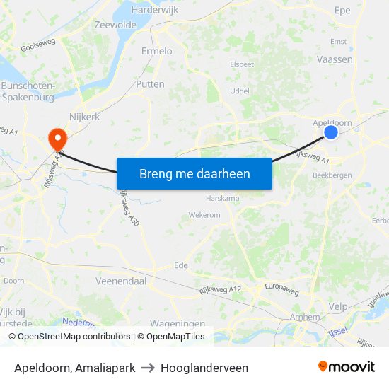 Apeldoorn, Amaliapark to Hooglanderveen map
