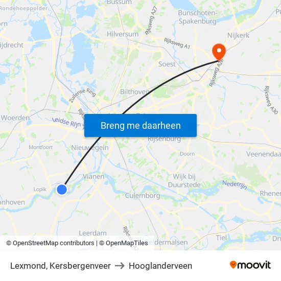 Lexmond, Kersbergenveer to Hooglanderveen map