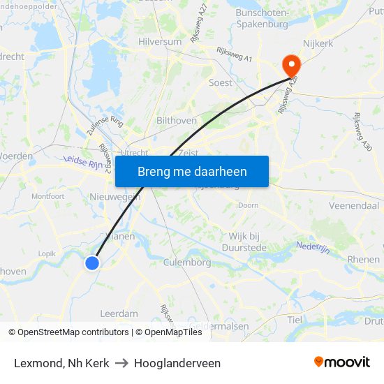 Lexmond, Nh Kerk to Hooglanderveen map