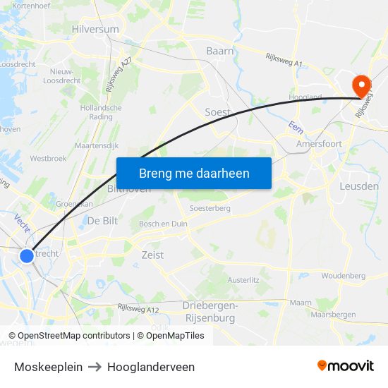 Moskeeplein to Hooglanderveen map