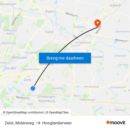 Zeist, Molenweg to Hooglanderveen map