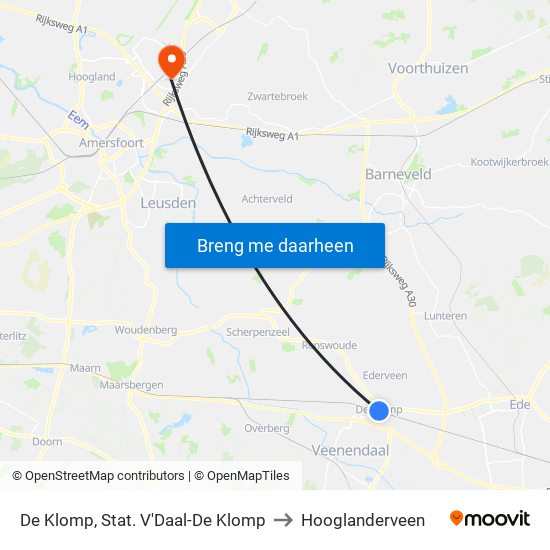 De Klomp, Stat. V'Daal-De Klomp to Hooglanderveen map