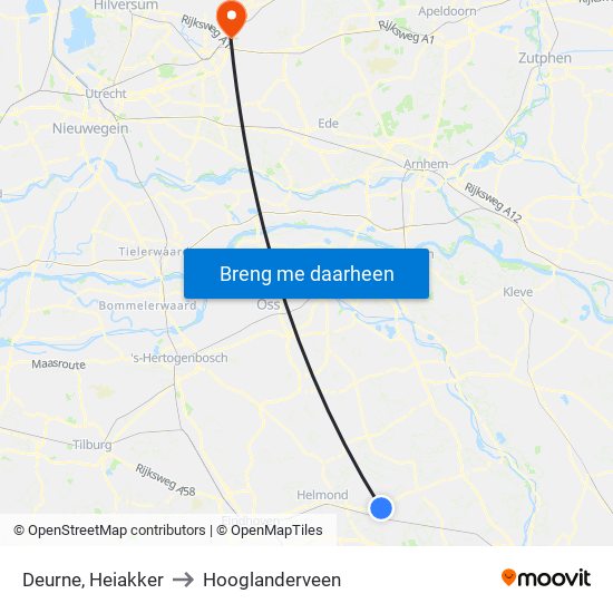 Deurne, Heiakker to Hooglanderveen map
