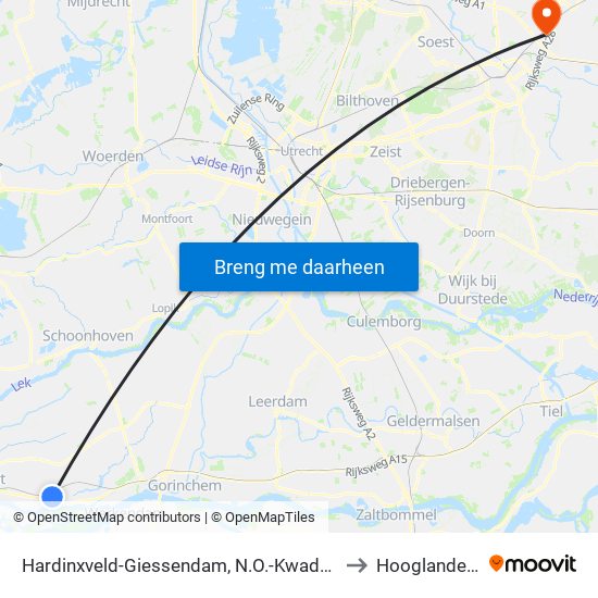 Hardinxveld-Giessendam, N.O.-Kwadrant/Moerbei to Hooglanderveen map