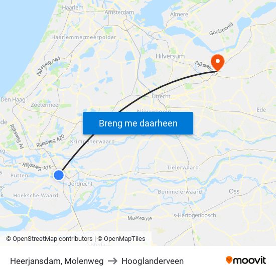 Heerjansdam, Molenweg to Hooglanderveen map